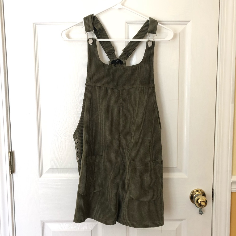 Very J green corduroy shortalls